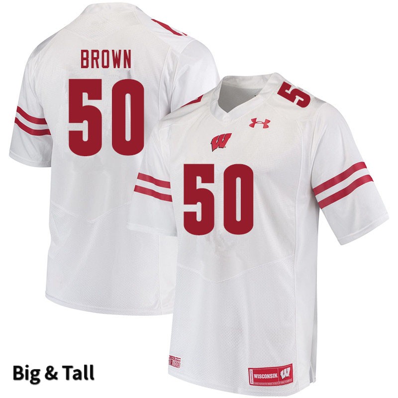 Wisconsin Badgers Men's #50 Logan Brown NCAA Under Armour Authentic White Big & Tall College Stitched Football Jersey OM40S38CC